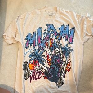 Cream Graphic Miami Vice T-Shirt